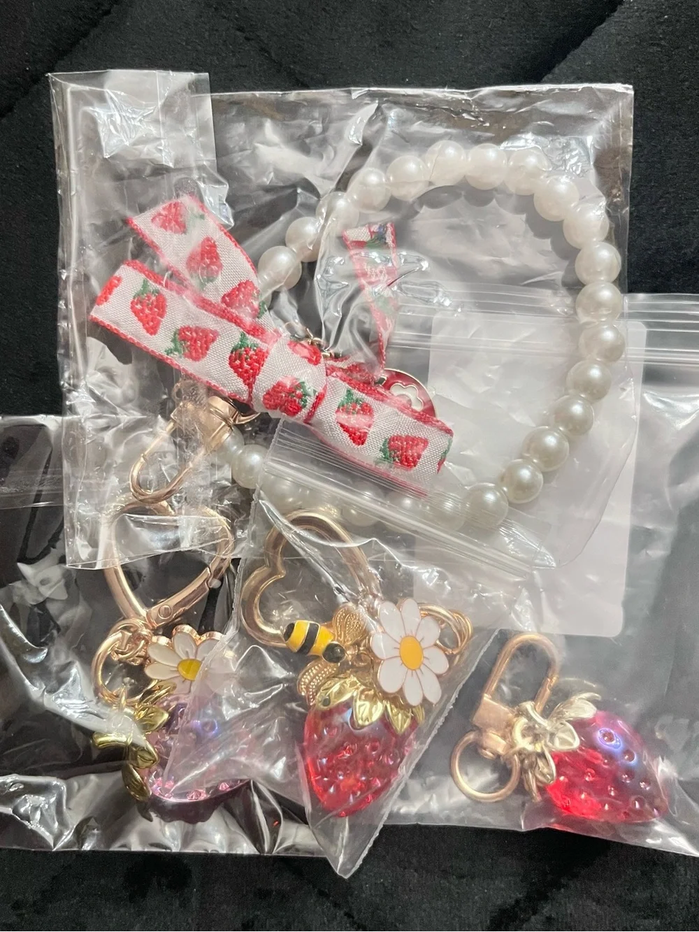 Strawberry Themed Bag Charm Bundle
